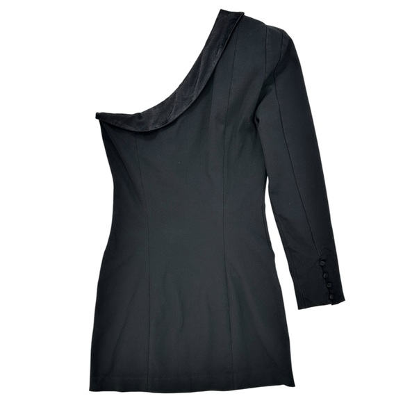 Zara Black One Shoulder Tuxedo Blazer Style Cocktail Mini Dress sz M - Picture 6 of 9